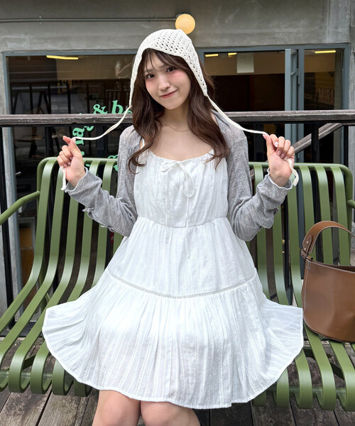 mline（エムライン）の「クロップドリボンカーデ（カーディガン/ボレロ・レディース・オフホワイト/ブラック/ピンク/グレー/イエロー・FREE）」の4枚目の写真