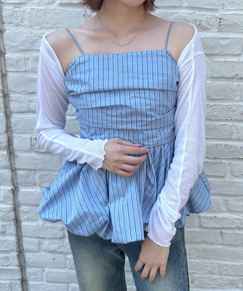 mline（エムライン）の「クロップドリボンカーデ（カーディガン/ボレロ・レディース・オフホワイト/ブラック/ピンク/グレー/イエロー・FREE）」の8枚目の写真