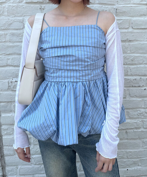 mline（エムライン）の「クロップドリボンカーデ（カーディガン/ボレロ・レディース・オフホワイト/ブラック/ピンク/グレー/イエロー・FREE）」の10枚目の写真