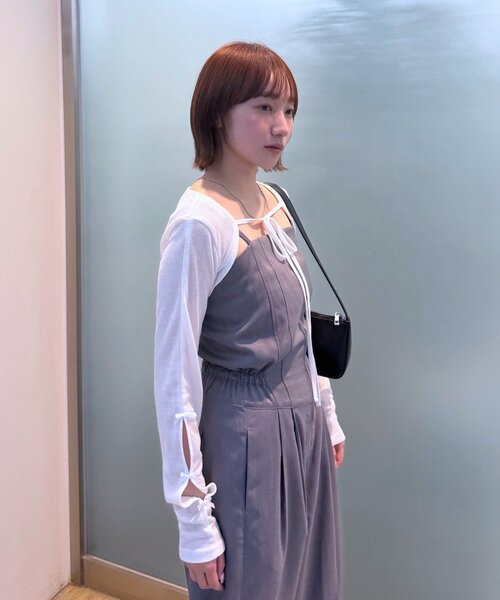 mline（エムライン）の「クロップドリボンカーデ（カーディガン/ボレロ・レディース・オフホワイト/ブラック/ピンク/グレー/イエロー・FREE）」の11枚目の写真