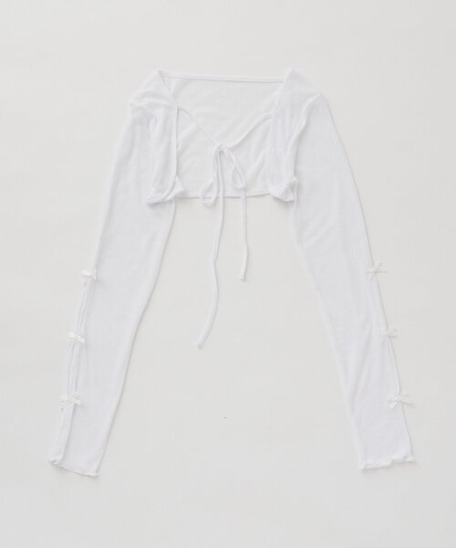 mline（エムライン）の「クロップドリボンカーデ（カーディガン/ボレロ・レディース・オフホワイト/ブラック/ピンク/グレー/イエロー・FREE）」の13枚目の写真