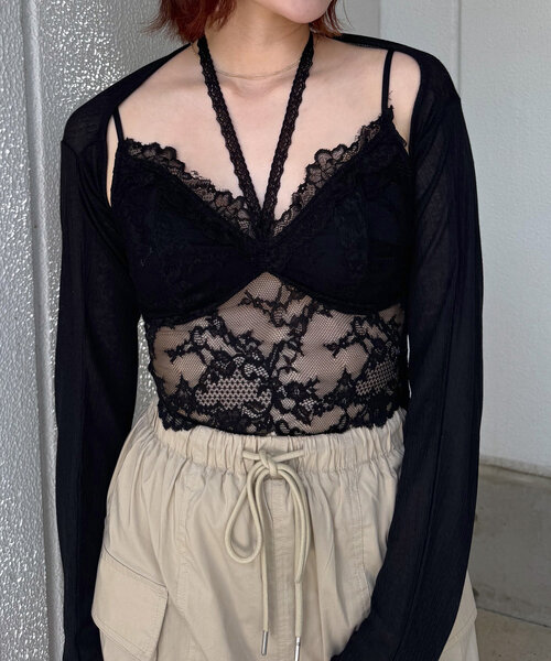 mline（エムライン）の「クロップドリボンカーデ（カーディガン/ボレロ・レディース・オフホワイト/ブラック/ピンク/グレー/イエロー・FREE）」の15枚目の写真