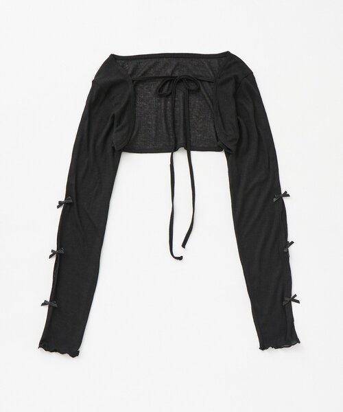 mline（エムライン）の「クロップドリボンカーデ（カーディガン/ボレロ・レディース・オフホワイト/ブラック/ピンク/グレー/イエロー・FREE）」の19枚目の写真