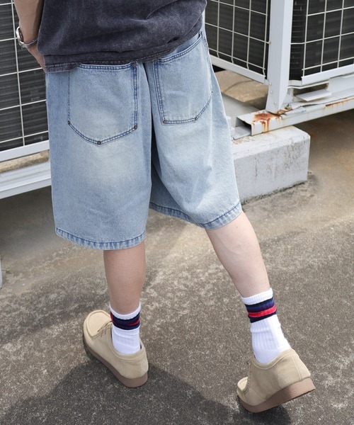 SlashDate(スラッシュデイト)の「【72】ダブルニー ダメージ加工 ワイドデニム ショートパンツ(デニムパンツ・メンズ・ブラック/ブルー/ブラウン・M/L)」の19枚目の写真