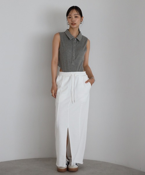 【sellein】(M)ニットスカート スウェットスカート フロントスリット sellein】(M)ニットスカート スウェットスカート フロント
