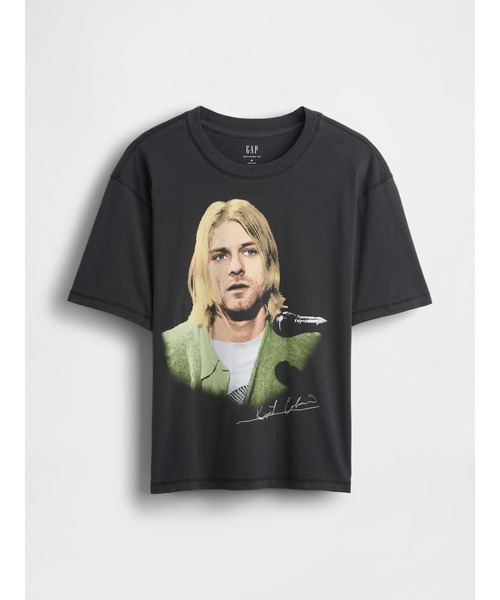 ○カート・コバーン リラックス クロップド グラフィックTシャツ/Kurt