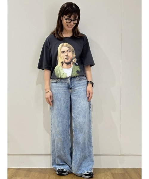 ○カート・コバーン リラックス クロップド グラフィックTシャツ/Kurt