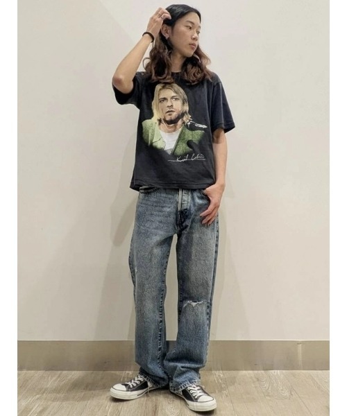 ○カート・コバーン リラックス クロップド グラフィックTシャツ/Kurt