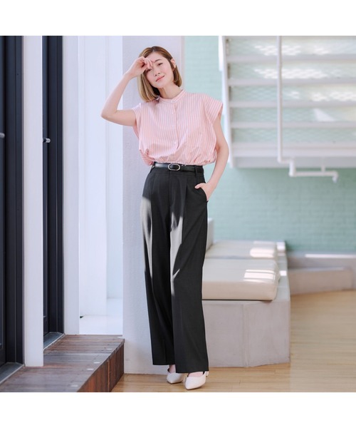 AOYAMA(アオヤマ)の「<超!接触冷感>スクエアオーバーシャツブラウス【フレンチスリーブ】(シャツ/ブラウス・レディース・グリーン/オレンジ・M/L)」の15枚目の写真