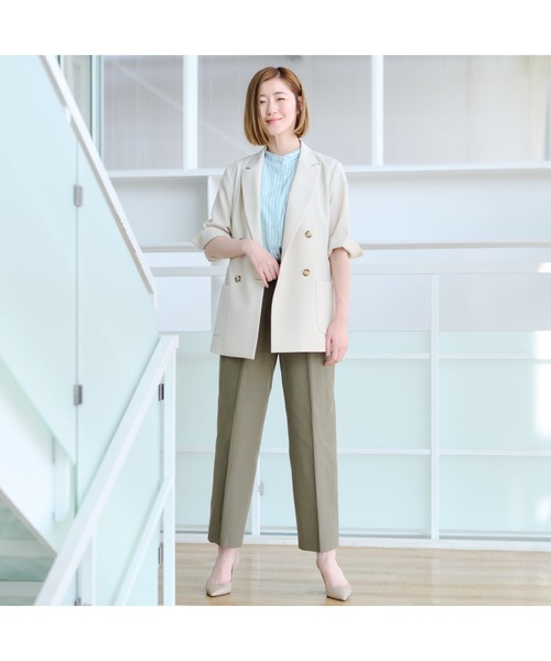 AOYAMA(アオヤマ)の「<超!接触冷感>スクエアオーバーシャツブラウス【フレンチスリーブ】(シャツ/ブラウス・レディース・グリーン/オレンジ・M/L)」の7枚目の写真