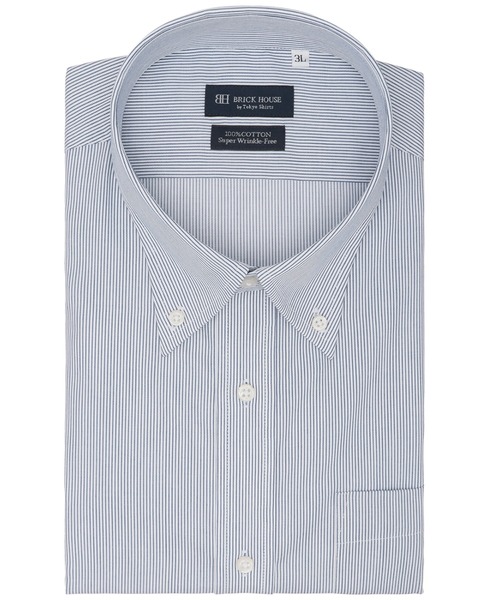 TOKYO SHIRTS(トウキョウシャツ)の「【超形態安定】 形態安定ノンアイロン ボタンダウン 半袖ビジネスワイシャツ(大きいサイズ)(ビジネスシャツ・メンズ・ネイビー・首回り47cm/首回り45cm)」の1枚目の写真