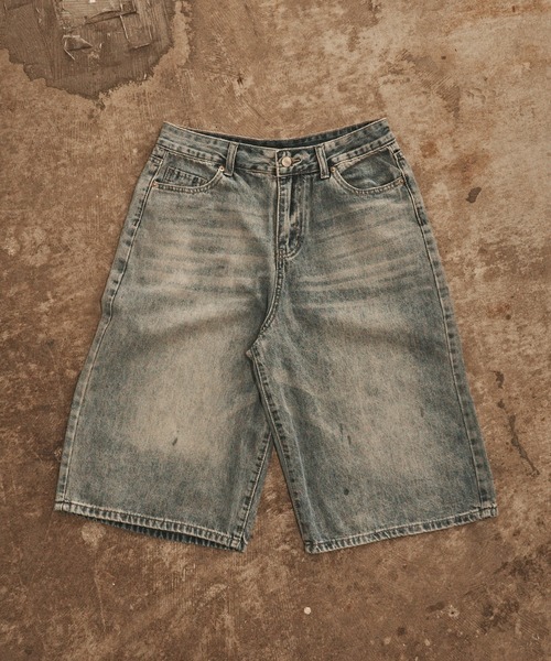 ALL RUNS(オールランズ)の「Faded denim half pants / 色落ち加工 デニムハーフパンツ メンズ 秋物 秋服 2026年秋冬(デニムパンツ・メンズ・ブラック/ブルー系2/ブルー系3/ブルー系1・L/M)」の13枚目の写真