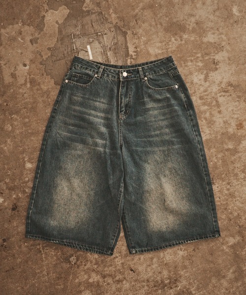ALL RUNS(オールランズ)の「Faded denim half pants / 色落ち加工 デニムハーフパンツ メンズ 秋物 秋服 2026年秋冬(デニムパンツ・メンズ・ブラック/ブルー系2/ブルー系3/ブルー系1・L/M)」の18枚目の写真