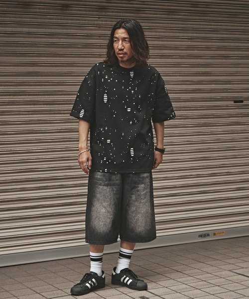 ALL RUNS(オールランズ)の「Faded denim half pants / 色落ち加工 デニムハーフパンツ メンズ 秋物 秋服 2026年秋冬(デニムパンツ・メンズ・ブラック/ブルー系2/ブルー系3/ブルー系1・L/M)」の21枚目の写真
