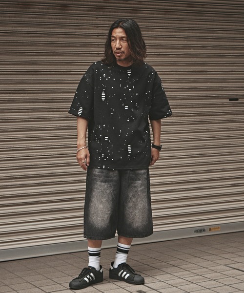 ALL RUNS(オールランズ)の「Faded denim half pants / 色落ち加工 デニムハーフパンツ メンズ 秋物 秋服 2026年秋冬(デニムパンツ・メンズ・ブラック/ブルー系2/ブルー系3/ブルー系1・L/M)」の20枚目の写真