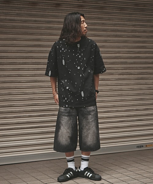 ALL RUNS(オールランズ)の「Faded denim half pants / 色落ち加工 デニムハーフパンツ メンズ 秋物 秋服 2026年秋冬(デニムパンツ・メンズ・ブラック/ブルー系2/ブルー系3/ブルー系1・L/M)」の19枚目の写真
