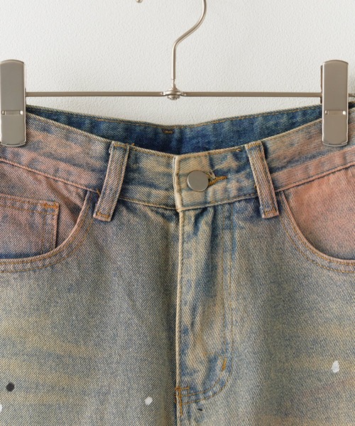 Theater code（シアターコード）の「Half denim pants with paint-repellent design/ペンキ撥ねデザインハーフデニムパンツ（デニムパンツ・メンズ・ブルー・M/L）」の4枚目の写真