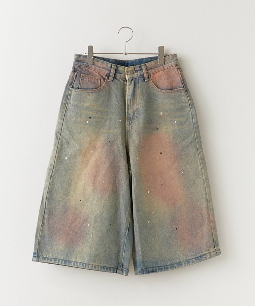 Theater code（シアターコード）の「Half denim pants with paint-repellent design/ペンキ撥ねデザインハーフデニムパンツ（デニムパンツ・メンズ・ブルー・M/L）」の2枚目の写真