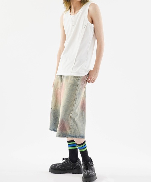 Theater code（シアターコード）の「Half denim pants with paint-repellent design/ペンキ撥ねデザインハーフデニムパンツ（デニムパンツ・メンズ・ブルー・M/L）」の15枚目の写真