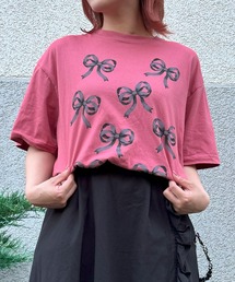 H.A.K（ハク）の「5．6オンスコットン天竺リボンモチーフプリントTシャツ（Tシャツ/カットソー）」