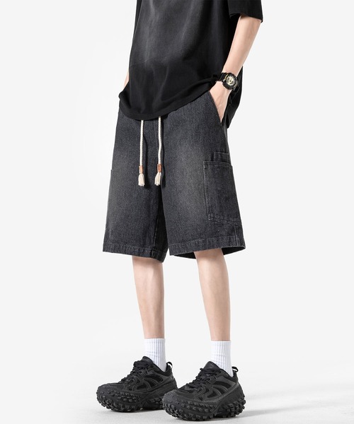 HOOK(フック)の「カーゴポケット付きデニムショーツ (SS)(デニムパンツ・メンズ・ブラック/ライトブルー/ブルー・LARGE/MEDIUM/X-LARGE)」の1枚目の写真