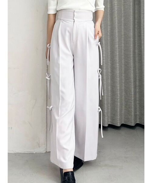 MERCURYDUO（マーキュリーデュオ）の「サイドリボンコルセットパンツ（その他パンツ・レディース・ブラック/ライトグレー・SMALL/MEDIUM）」の2枚目の写真