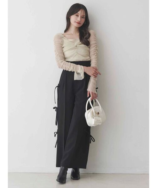 MERCURYDUO（マーキュリーデュオ）の「サイドリボンコルセットパンツ（その他パンツ・レディース・ブラック/ライトグレー・SMALL/MEDIUM）」の16枚目の写真