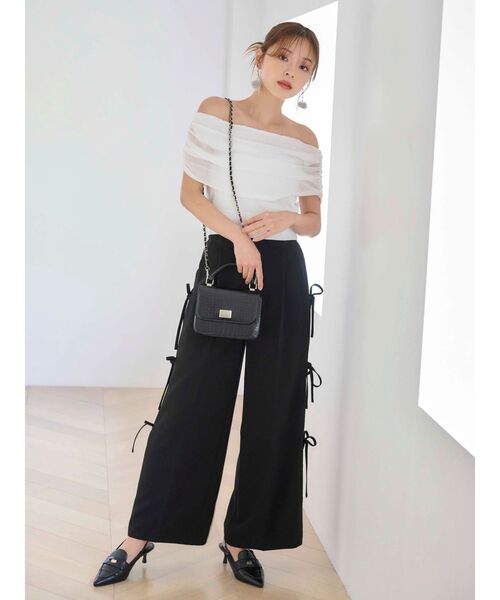 MERCURYDUO（マーキュリーデュオ）の「サイドリボンコルセットパンツ（その他パンツ・レディース・ブラック/ライトグレー・SMALL/MEDIUM）」の19枚目の写真