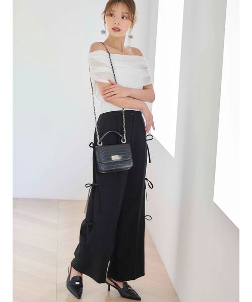 MERCURYDUO（マーキュリーデュオ）の「サイドリボンコルセットパンツ（その他パンツ・レディース・ブラック/ライトグレー・SMALL/MEDIUM）」の21枚目の写真