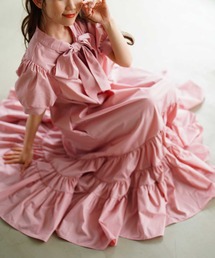 ピンク パフスリーブ ワンピース ANDRESD ピンク パフスリーブ ワンピース ANDRESD