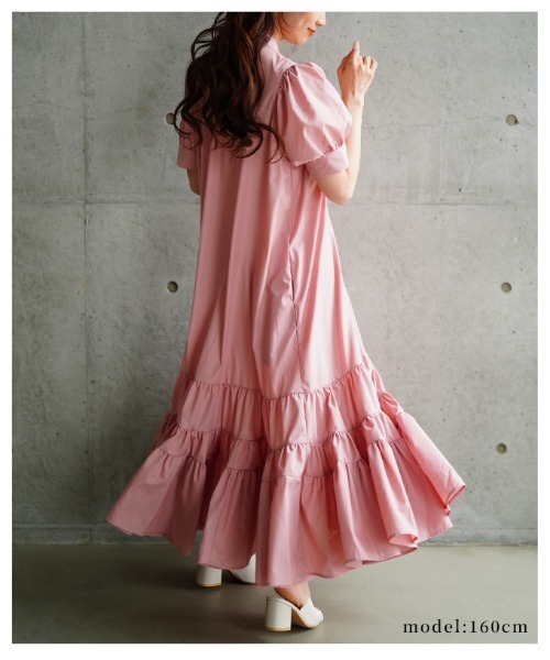 Sawa a la mode(サワアラモード)の「パフスリーブリボンティアードワンピース(ワンピース・レディース・ブラック/ピンク/ブルー・FREE)」の10枚目の写真