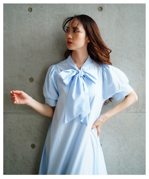 Sawa a la mode(サワアラモード)の「パフスリーブリボンティアードワンピース(ワンピース・レディース・ブラック/ピンク/ブルー・FREE)」の11枚目の写真