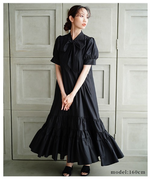 Sawa a la mode(サワアラモード)の「パフスリーブリボンティアードワンピース(ワンピース・レディース・ブラック/ピンク/ブルー・FREE)」の18枚目の写真