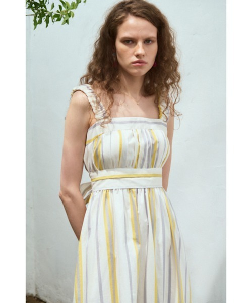 Estella.K(エステラケー)の「Hazel Dress タックティアードドレス(ワンピース・レディース・イエロー系その他/マルチ/ライトピンク/サックスブルー・FREE)」の10枚目の写真