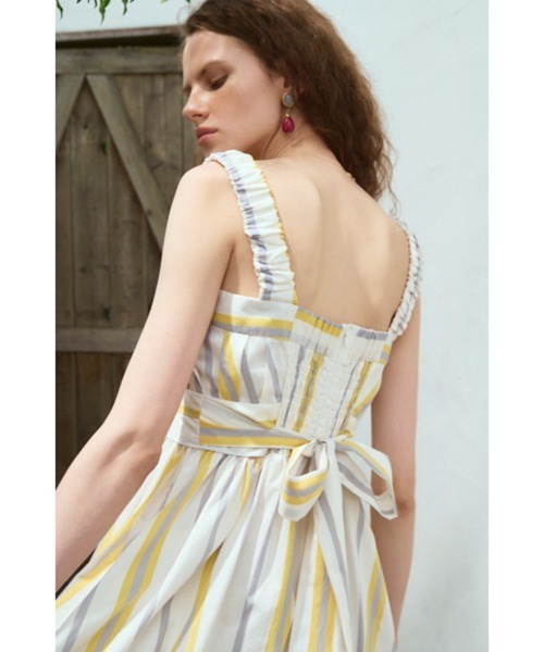 Estella.K(エステラケー)の「Hazel Dress タックティアードドレス(ワンピース・レディース・イエロー系その他/マルチ/ライトピンク/サックスブルー・FREE)」の9枚目の写真