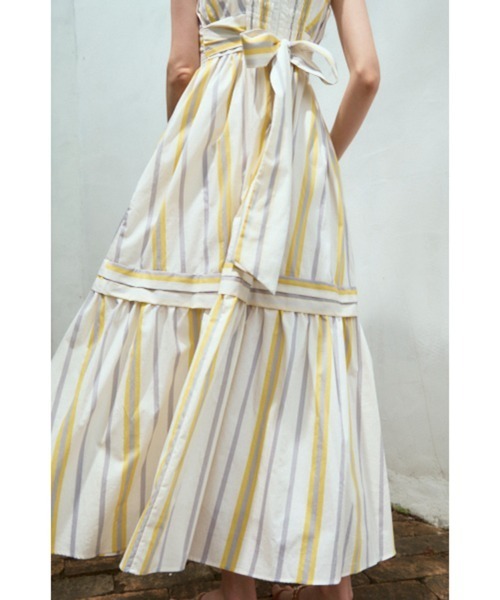 Estella.K(エステラケー)の「Hazel Dress タックティアードドレス(ワンピース・レディース・イエロー系その他/マルチ/ライトピンク/サックスブルー・FREE)」の12枚目の写真