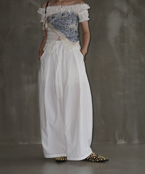 テクスチャード ボリュームワイドパンツ chw25s085-ファッション通販