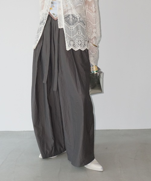 テクスチャード ボリュームワイドパンツ chw25s085-ファッション通販