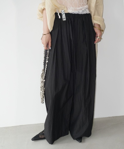 テクスチャード ボリュームワイドパンツ chw25s085-ファッション通販