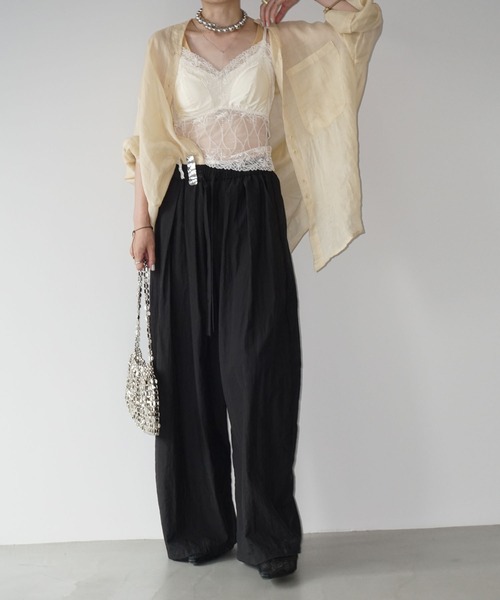 テクスチャード ボリュームワイドパンツ chw25s085-ファッション通販