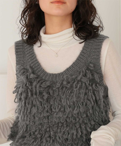 titivate（ティティベイト）の「ループデザインニットベスト（ベスト・レディース・アイボリー/チャコール/ベージュ・M/L）」の14枚目の写真