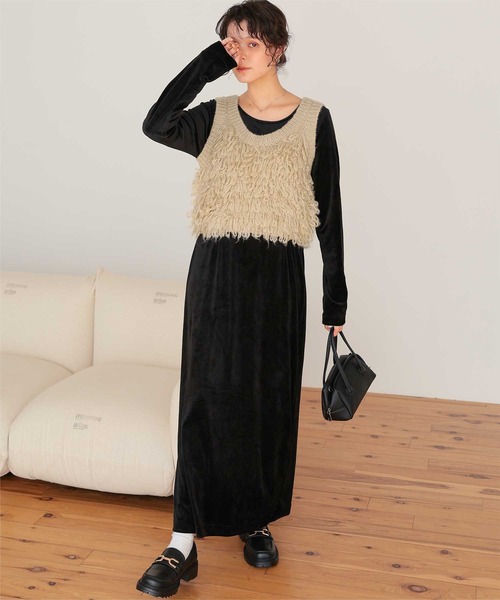 titivate（ティティベイト）の「ループデザインニットベスト（ベスト・レディース・アイボリー/チャコール/ベージュ・M/L）」の20枚目の写真