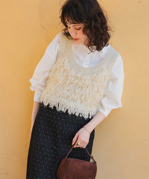 titivate（ティティベイト）の「ループデザインニットベスト（ベスト・レディース・アイボリー/チャコール/ベージュ・M/L）」の8枚目の写真