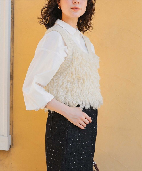 titivate（ティティベイト）の「ループデザインニットベスト（ベスト・レディース・アイボリー/チャコール/ベージュ・M/L）」の9枚目の写真