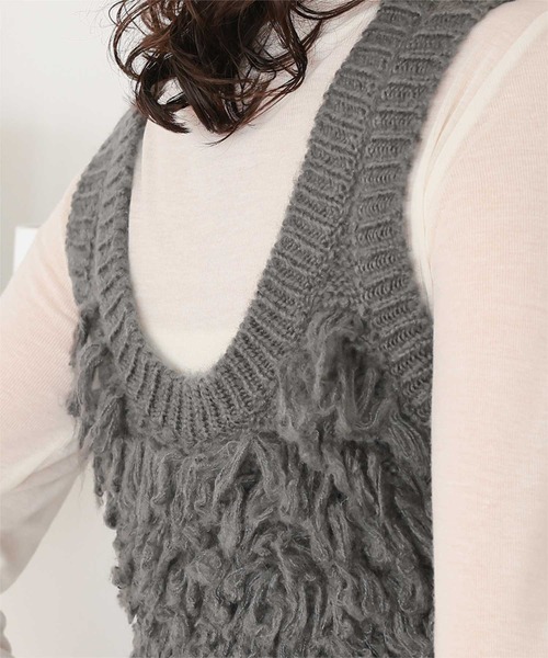 titivate（ティティベイト）の「ループデザインニットベスト（ベスト・レディース・アイボリー/チャコール/ベージュ・M/L）」の18枚目の写真