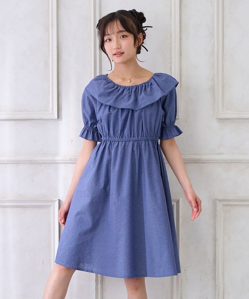 【amerivintage】最終値引き！ワンショルダーフリルワンピース ダンガリーフリルワンピース（ワンピース）｜Amourire girl（アム