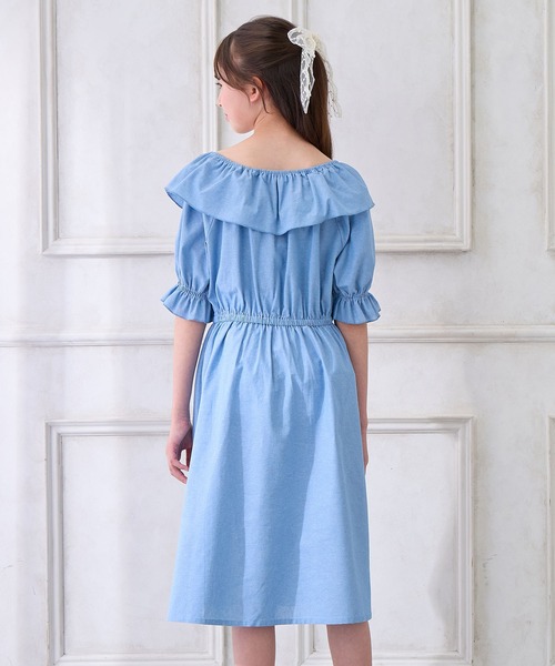 Amourire girl（アムリールガール）の「ダンガリーフリルワンピース（ワンピース・キッズ・サックスブルー/ブルー・160cm/150cm/140cm/130cm）」の10枚目の写真