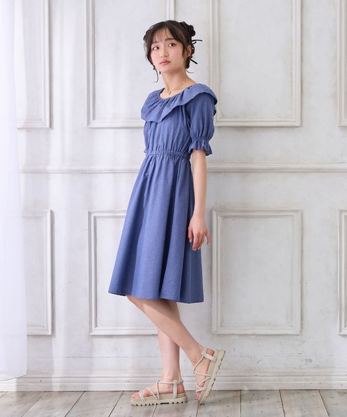 Amourire girl（アムリールガール）の「ダンガリーフリルワンピース（ワンピース・キッズ・サックスブルー/ブルー・160cm/150cm/140cm/130cm）」の16枚目の写真