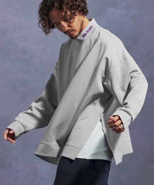 mlt5307-ルーズシルエットモックネックポンチカットソー