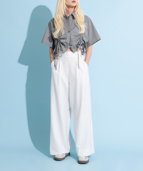 PUNYUS（プニュズ）の「ダブルウエストストライプパンツ（その他パンツ・レディース・グレー/ネイビー/ホワイト・1/2/3/4）」の12枚目の写真